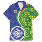India Vs Australian Cricket Custom Hawaiian Shirt Ashoka Chakra and Aboriginal Together