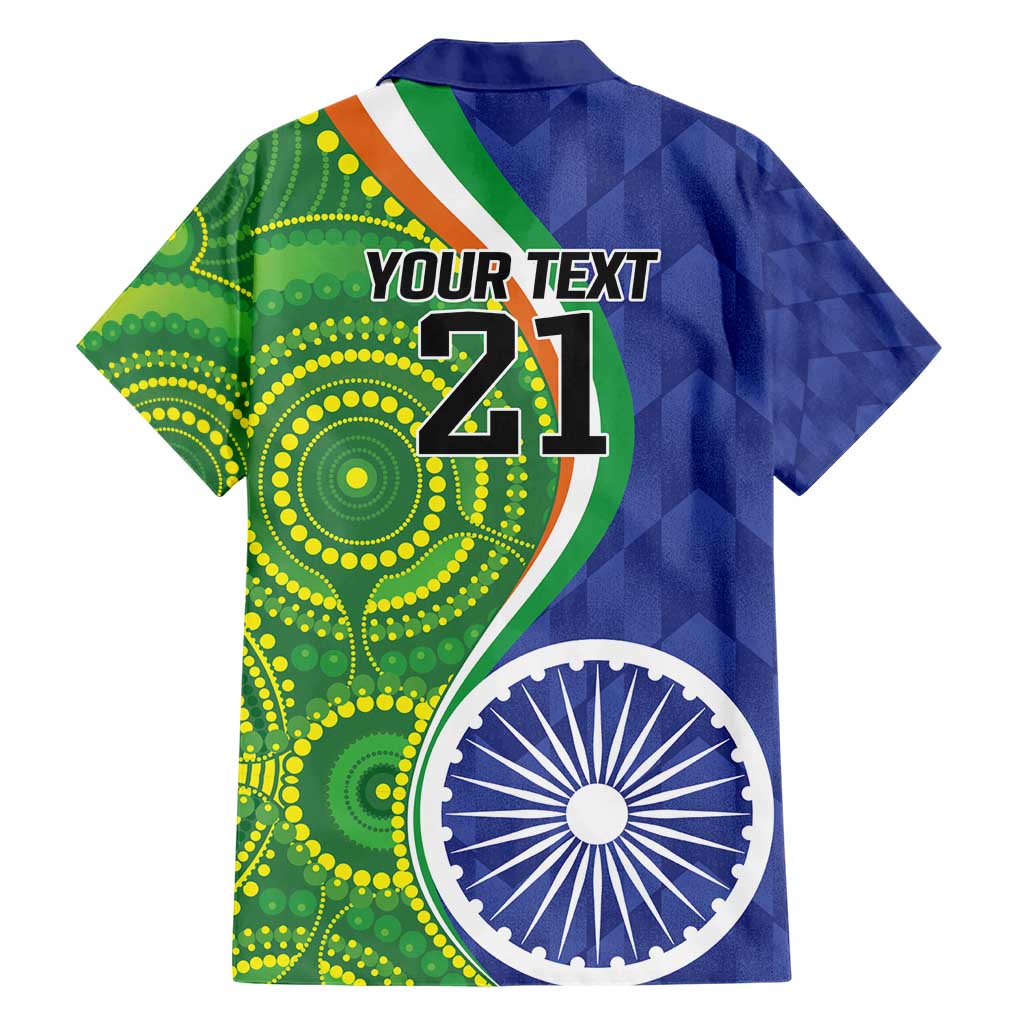 India Vs Australian Cricket Custom Hawaiian Shirt Ashoka Chakra and Aboriginal Together