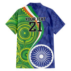 India Vs Australian Cricket Custom Hawaiian Shirt Ashoka Chakra and Aboriginal Together