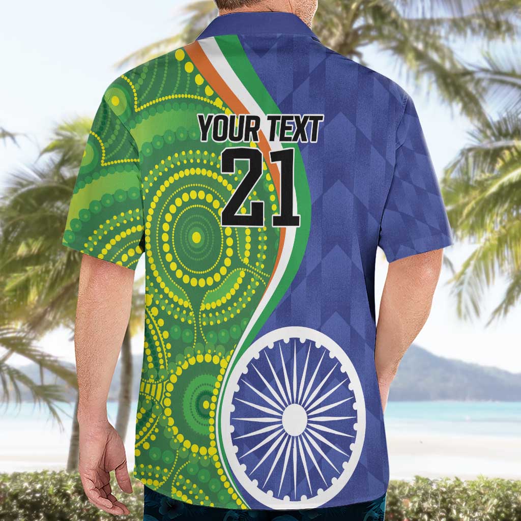 India Vs Australian Cricket Custom Hawaiian Shirt Ashoka Chakra and Aboriginal Together