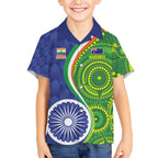 India Vs Australian Cricket Custom Hawaiian Shirt Ashoka Chakra and Aboriginal Together