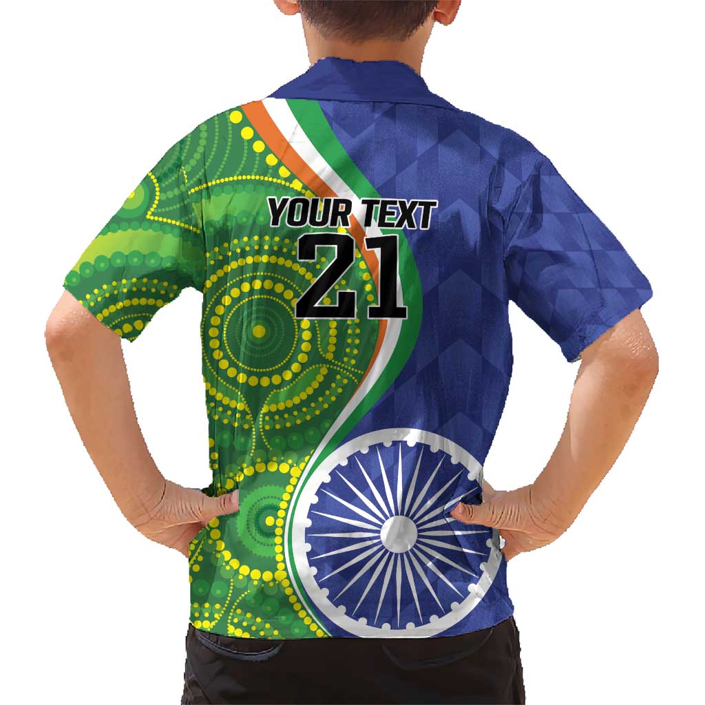 India Vs Australian Cricket Custom Hawaiian Shirt Ashoka Chakra and Aboriginal Together
