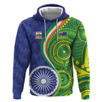 India Vs Australian Cricket Custom Hoodie Ashoka Chakra and Aboriginal Together