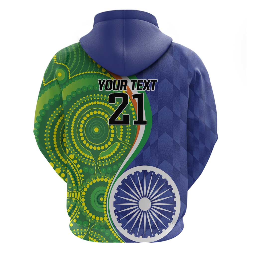 India Vs Australian Cricket Custom Hoodie Ashoka Chakra and Aboriginal Together