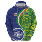India Vs Australian Cricket Custom Hoodie Ashoka Chakra and Aboriginal Together