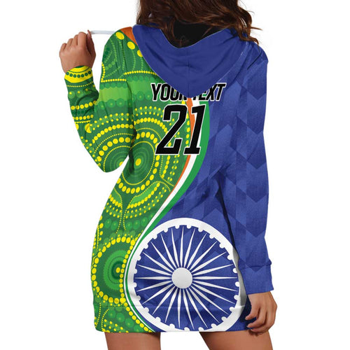 India Vs Australian Cricket Custom Hoodie Dress Ashoka Chakra and Aboriginal Together