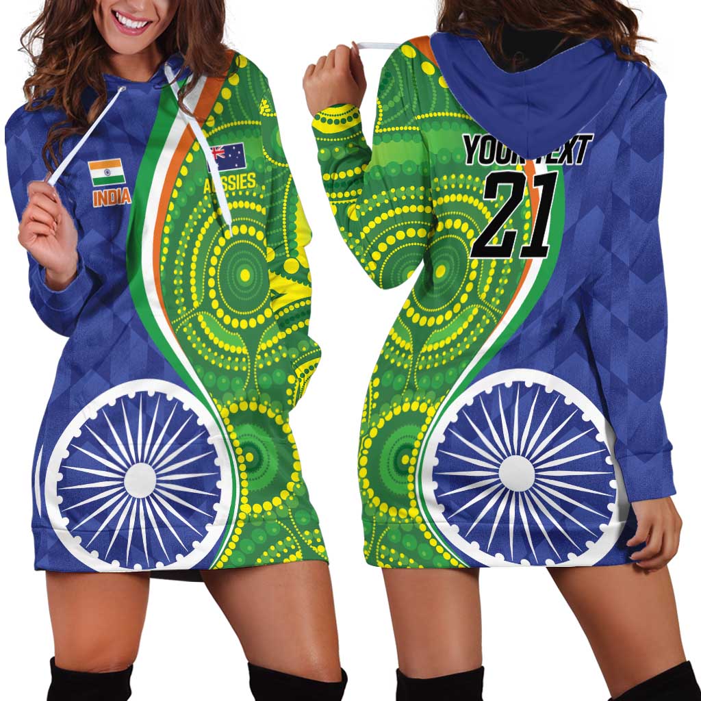 India Vs Australian Cricket Custom Hoodie Dress Ashoka Chakra and Aboriginal Together
