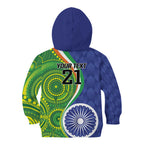 India Vs Australian Cricket Custom Kid Hoodie Ashoka Chakra and Aboriginal Together