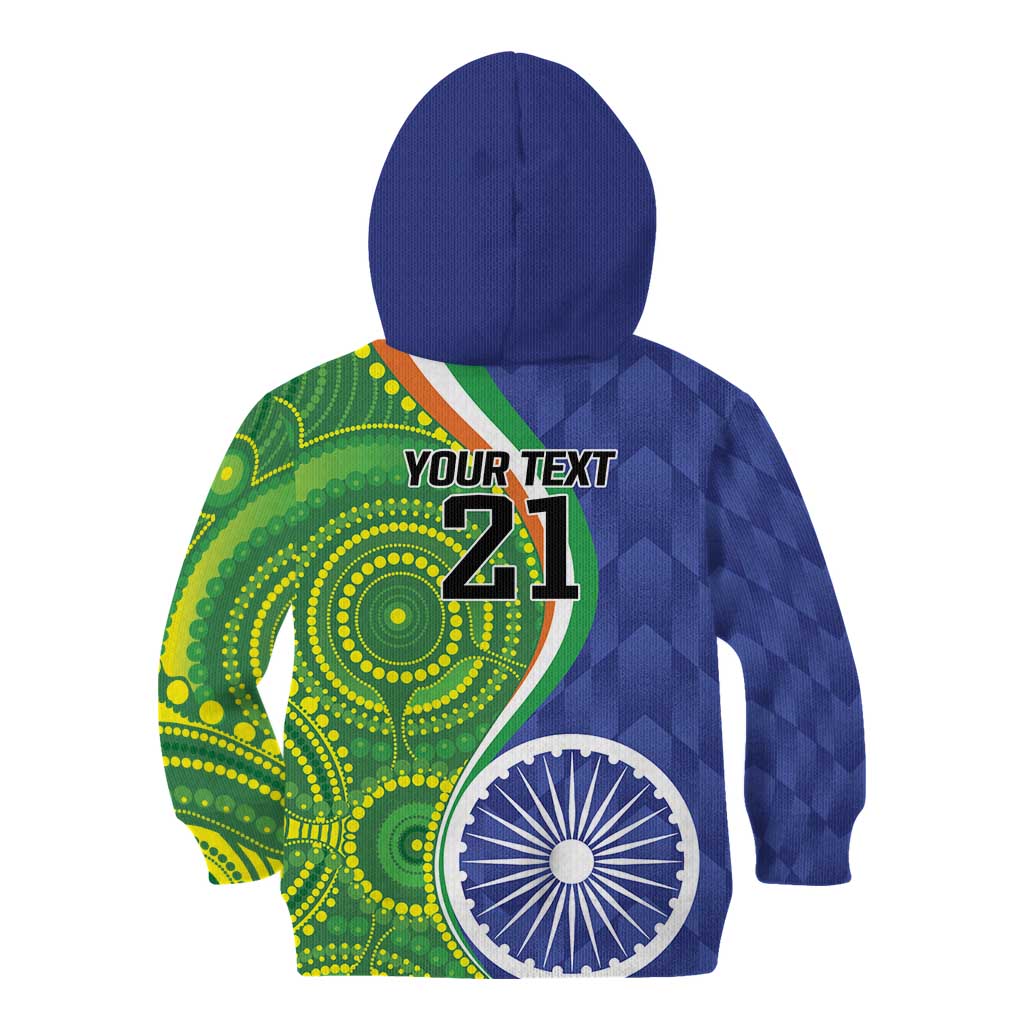 India Vs Australian Cricket Custom Kid Hoodie Ashoka Chakra and Aboriginal Together