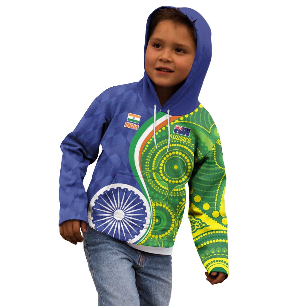 India Vs Australian Cricket Custom Kid Hoodie Ashoka Chakra and Aboriginal Together