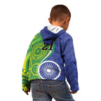India Vs Australian Cricket Custom Kid Hoodie Ashoka Chakra and Aboriginal Together