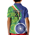 India Vs Australian Cricket Custom Kid Polo Shirt Ashoka Chakra and Aboriginal Together