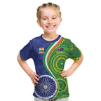 India Vs Australian Cricket Custom Kid T Shirt Ashoka Chakra and Aboriginal Together
