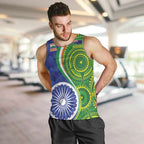 India Vs Australian Cricket Custom Men Tank Top Ashoka Chakra and Aboriginal Together