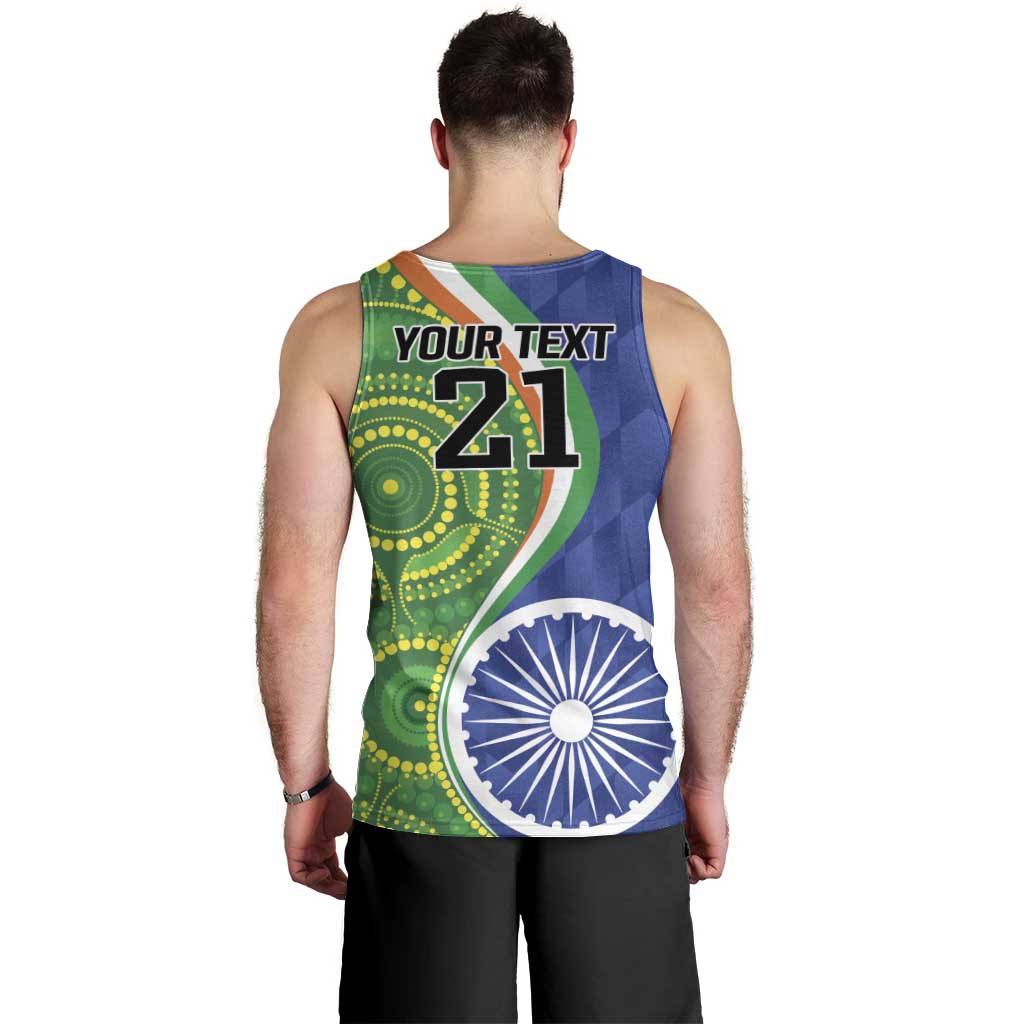 India Vs Australian Cricket Custom Men Tank Top Ashoka Chakra and Aboriginal Together