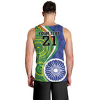 India Vs Australian Cricket Custom Men Tank Top Ashoka Chakra and Aboriginal Together