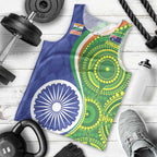 India Vs Australian Cricket Custom Men Tank Top Ashoka Chakra and Aboriginal Together