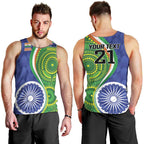India Vs Australian Cricket Custom Men Tank Top Ashoka Chakra and Aboriginal Together