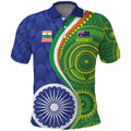 India Vs Australian Cricket Custom Polo Shirt Ashoka Chakra and Aboriginal Together