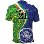 India Vs Australian Cricket Custom Polo Shirt Ashoka Chakra and Aboriginal Together
