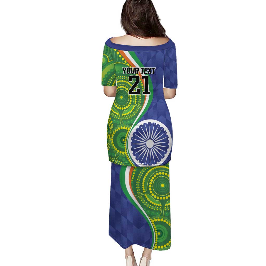 India Vs Australian Cricket Custom Puletasi Ashoka Chakra and Aboriginal Together