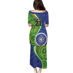 India Vs Australian Cricket Custom Puletasi Ashoka Chakra and Aboriginal Together