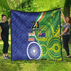 India Vs Australian Cricket Custom Quilt Ashoka Chakra and Aboriginal Together