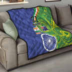 India Vs Australian Cricket Custom Quilt Ashoka Chakra and Aboriginal Together