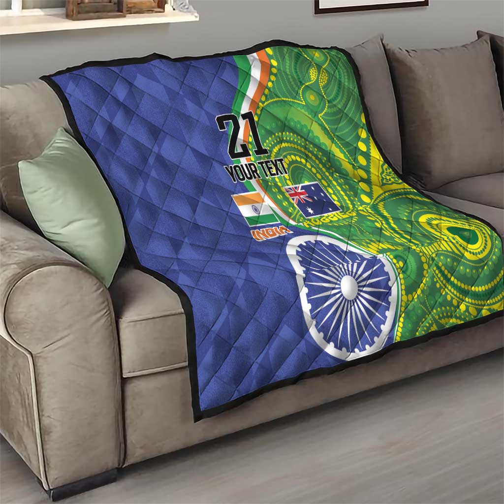 India Vs Australian Cricket Custom Quilt Ashoka Chakra and Aboriginal Together