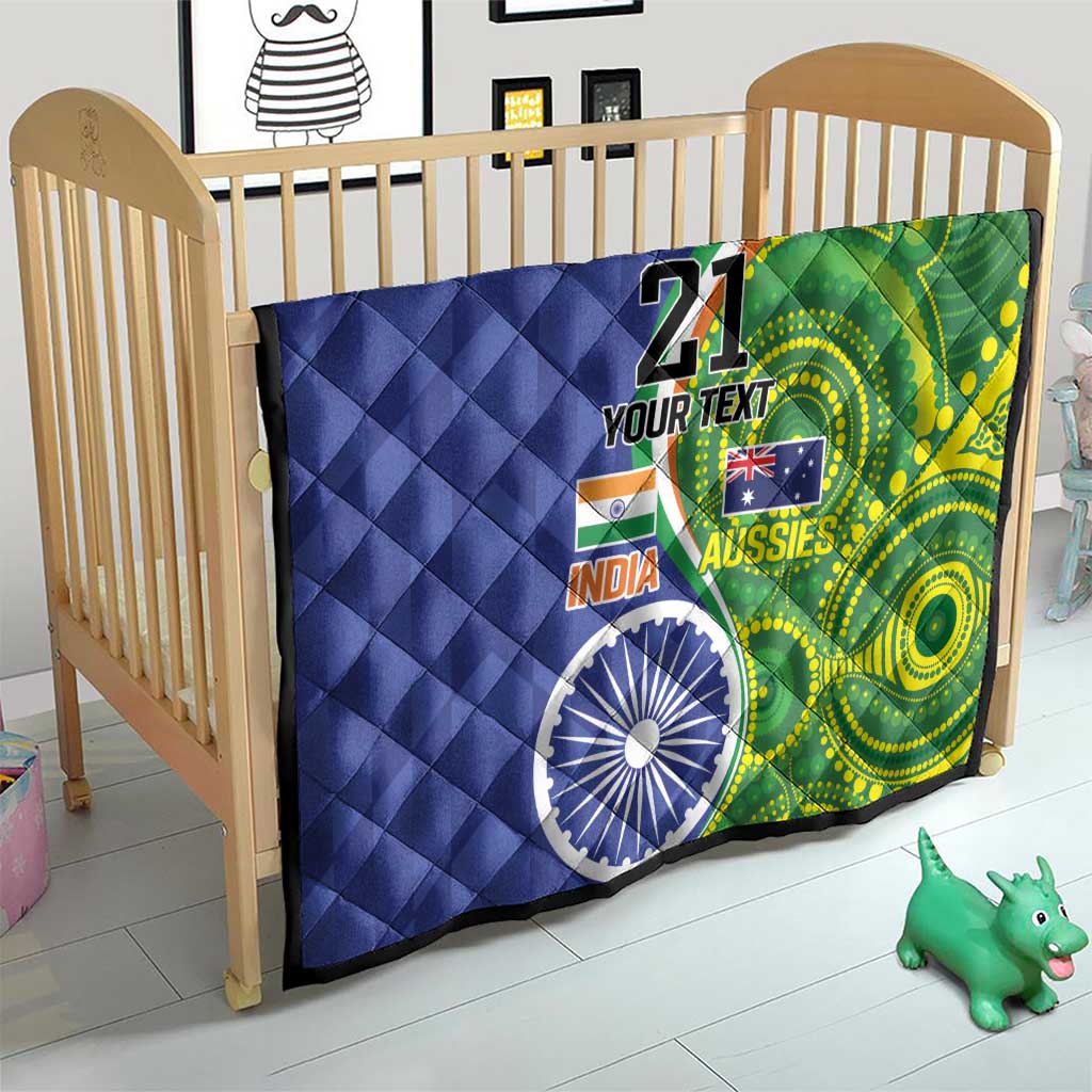 India Vs Australian Cricket Custom Quilt Ashoka Chakra and Aboriginal Together