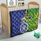 India Vs Australian Cricket Custom Quilt Ashoka Chakra and Aboriginal Together
