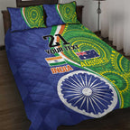 India Vs Australian Cricket Custom Quilt Bed Set Ashoka Chakra and Aboriginal Together