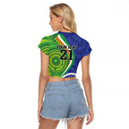 India Vs Australian Cricket Custom Raglan Cropped T Shirt Ashoka Chakra and Aboriginal Together