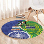 India Vs Australian Cricket Custom Round Carpet Ashoka Chakra and Aboriginal Together