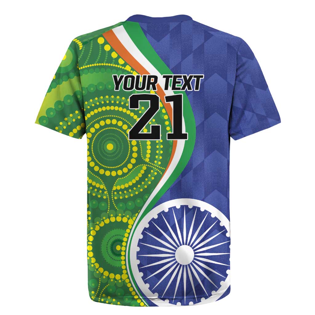 India Vs Australian Cricket Custom Rugby Jersey Ashoka Chakra and Aboriginal Together