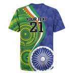 India Vs Australian Cricket Custom Rugby Jersey Ashoka Chakra and Aboriginal Together