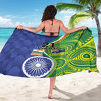 India Vs Australian Cricket Custom Sarong Ashoka Chakra and Aboriginal Together