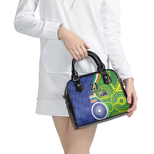 India Vs Australian Cricket Custom Shoulder Handbag Ashoka Chakra and Aboriginal Together