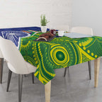 India Vs Australian Cricket Custom Tablecloth Ashoka Chakra and Aboriginal Together