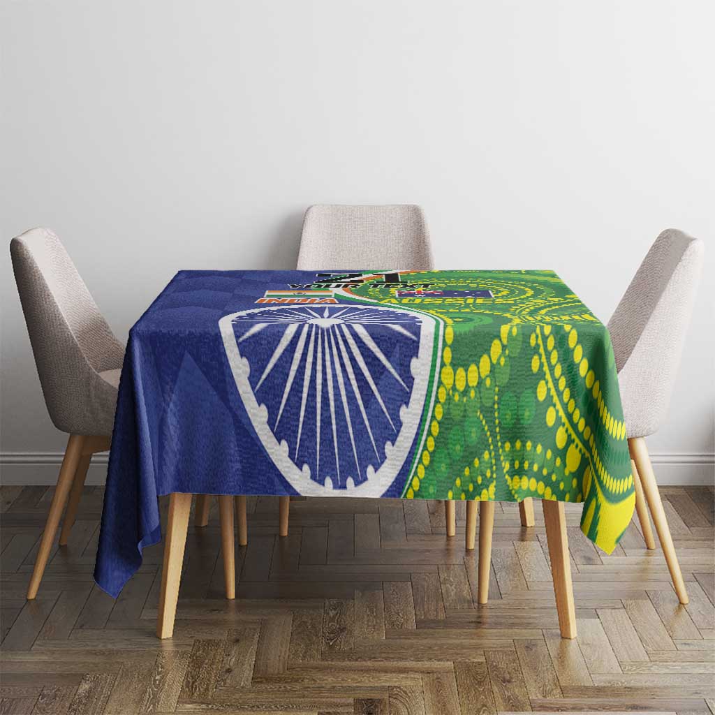 India Vs Australian Cricket Custom Tablecloth Ashoka Chakra and Aboriginal Together