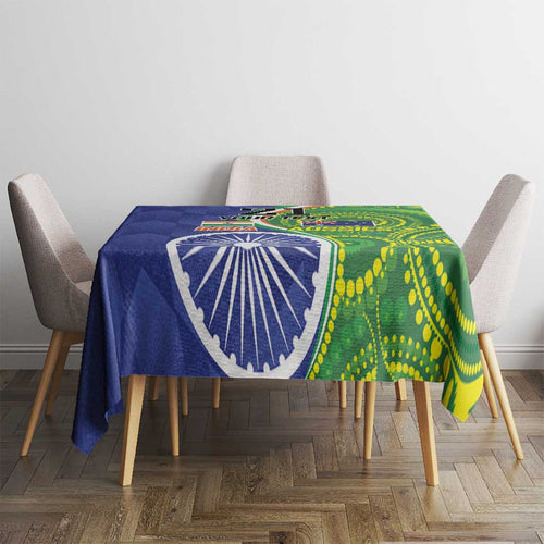 India Vs Australian Cricket Custom Tablecloth Ashoka Chakra and Aboriginal Together