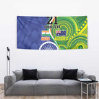 India Vs Australian Cricket Custom Tapestry Ashoka Chakra and Aboriginal Together
