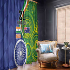 India Vs Australian Cricket Custom Window Curtain Ashoka Chakra and Aboriginal Together