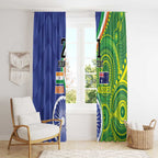 India Vs Australian Cricket Custom Window Curtain Ashoka Chakra and Aboriginal Together
