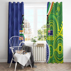 India Vs Australian Cricket Custom Window Curtain Ashoka Chakra and Aboriginal Together
