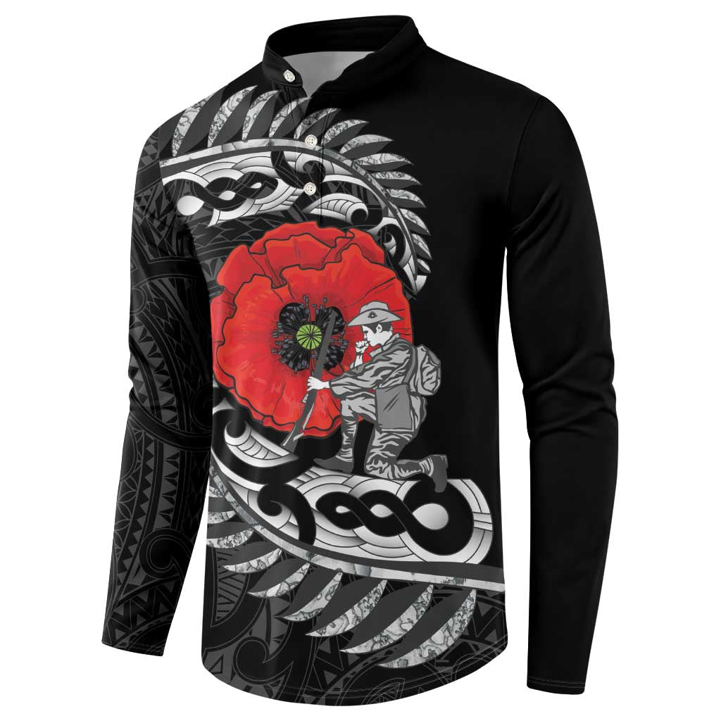 ANZAC Day Aotearoa Silver Fern Maori Personalised Button Sweatshirt