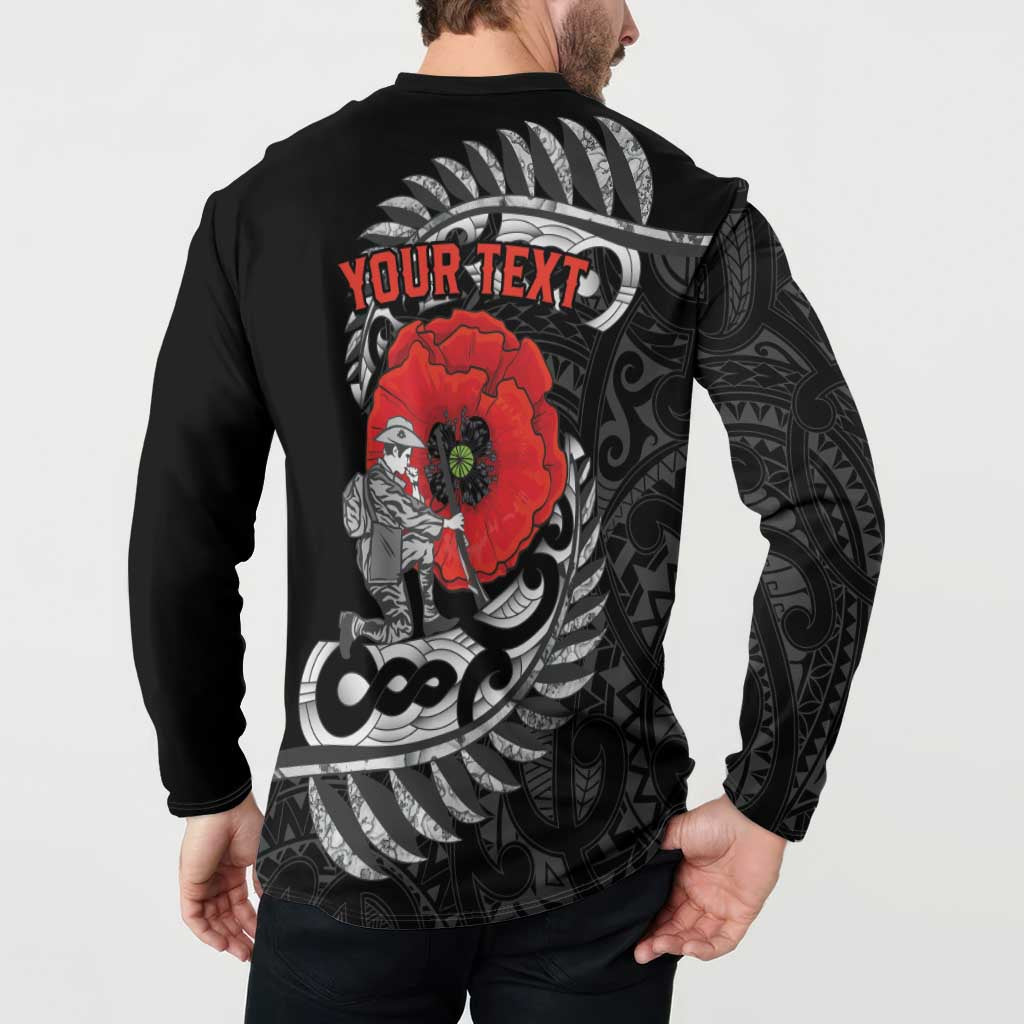 ANZAC Day Aotearoa Silver Fern Maori Personalised Button Sweatshirt