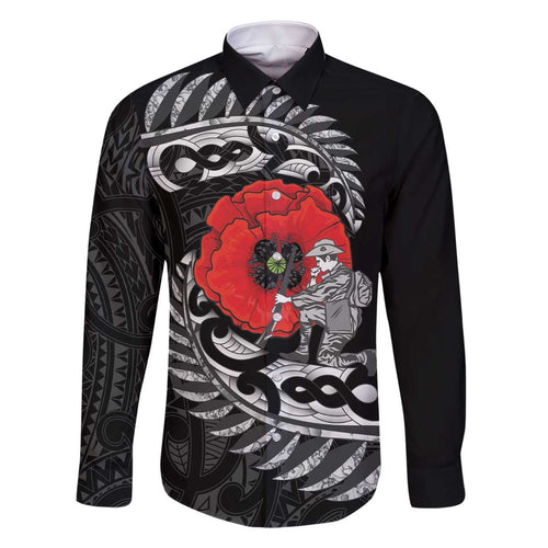 ANZAC Day Aotearoa Silver Fern Maori Personalised Family Matching Off The Shoulder Long Sleeve Dress and Hawaiian Shirt