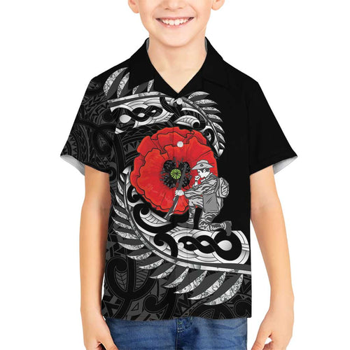 ANZAC Day Aotearoa Silver Fern Maori Personalised Family Matching Off Shoulder Short Dress and Hawaiian Shirt