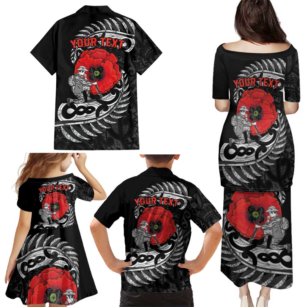 ANZAC Day Aotearoa Silver Fern Maori Personalised Family Matching Puletasi and Hawaiian Shirt